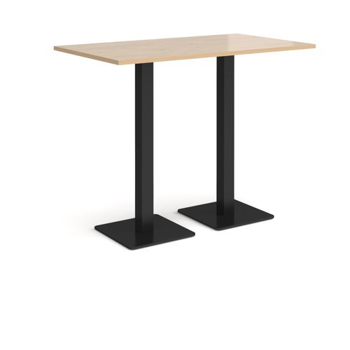 Brescia rectangular poseur table with flat square black bases 1400mm x 800mm kendal oak - BPR1400-K-KO