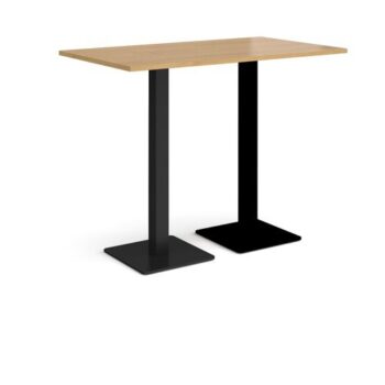 Brescia rectangular poseur table with flat square black bases 1400mm x 800mm oak - BPR1400-K-O