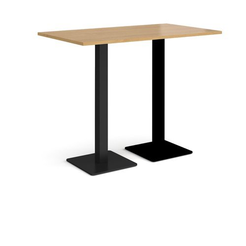 Brescia rectangular poseur table with flat square black bases 1400mm x 800mm oak - BPR1400-K-O
