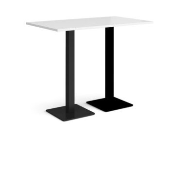 Brescia rectangular poseur table with flat square black bases 1400mm x 800mm white - BPR1400-K-WH