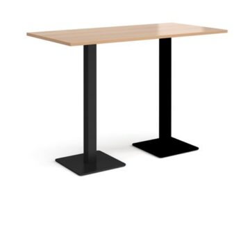 Brescia rectangular poseur table with flat square black bases 1600mm x 800mm beech - BPR1600-K-B