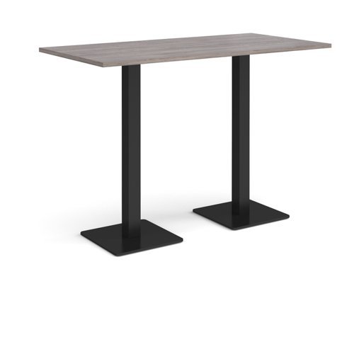 Brescia rectangular poseur table with flat square black bases 1600mm x 800mm grey oak - BPR1600-K-GO