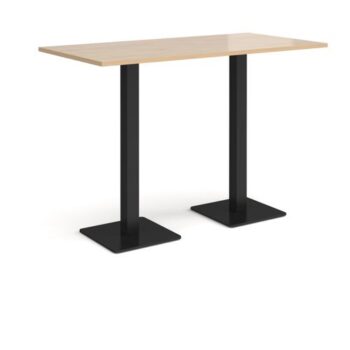 Brescia rectangular poseur table with flat square black bases 1600mm x 800mm kendal oak - BPR1600-K-KO