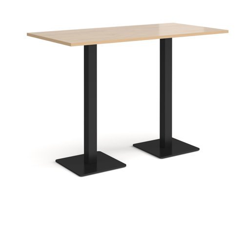 Brescia rectangular poseur table with flat square black bases 1600mm x 800mm kendal oak - BPR1600-K-KO