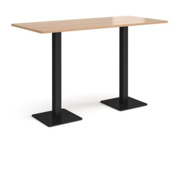 Brescia rectangular poseur table with flat square black bases 1800mm x 800mm beech - BPR1800-K-B