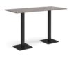 Brescia rectangular poseur table with flat square black bases 1800mm x 800mm grey oak - BPR1800-K-GO