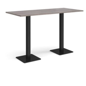 Brescia rectangular poseur table with flat square black bases 1800mm x 800mm grey oak - BPR1800-K-GO