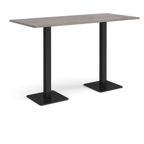 Brescia rectangular poseur table with flat square black bases 1800mm x 800mm grey oak - BPR1800-K-GO