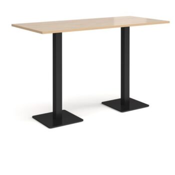 Brescia rectangular poseur table with flat square black bases 1800mm x 800mm kendal oak - BPR1800-K-KO