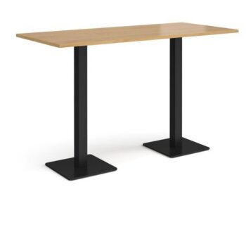 Brescia rectangular poseur table with flat square black bases 1800mm x 800mm oak - BPR1800-K-O