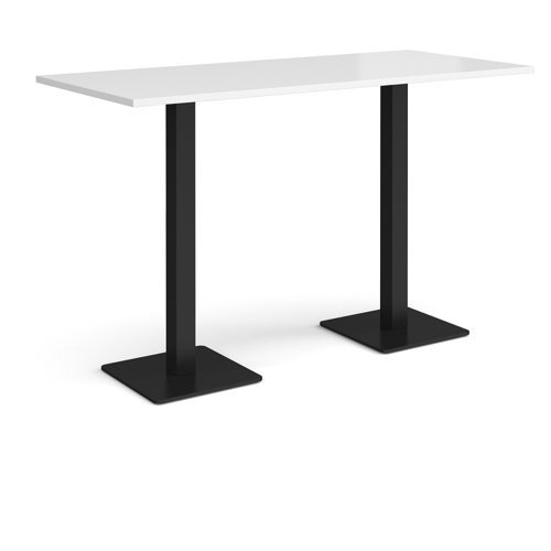 Brescia rectangular poseur table with flat square black bases 1800mm x 800mm white - BPR1800-K-WH