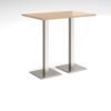 Brescia rectangular poseur table with flat square brushed steel bases 1200mm x 800mm beech - BPR1200-BS-B