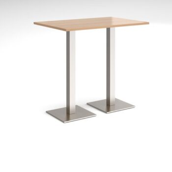 Brescia rectangular poseur table with flat square brushed steel bases 1200mm x 800mm beech - BPR1200-BS-B