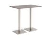 Brescia rectangular poseur table with flat square brushed steel bases 1200mm x 800mm grey oak - BPR1200-BS-GO