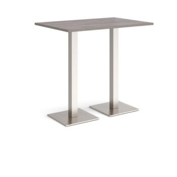 Brescia rectangular poseur table with flat square brushed steel bases 1200mm x 800mm grey oak - BPR1200-BS-GO