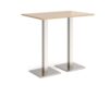 Brescia rectangular poseur table with flat square brushed steel bases 1200mm x 800mm kendal oak - BPR1200-BS-KO