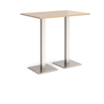 Brescia rectangular poseur table with flat square brushed steel bases 1200mm x 800mm kendal oak - BPR1200-BS-KO