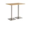 Brescia rectangular poseur table with flat square brushed steel bases 1200mm x 800mm oak - BPR1200-BS-O