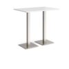 Brescia rectangular poseur table with flat square brushed steel bases 1200mm x 800mm white - BPR1200-BS-WH