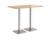 Brescia rectangular poseur table with flat square brushed steel bases 1400mm x 800mm beech - BPR1400-BS-B