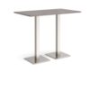 Brescia rectangular poseur table with flat square brushed steel bases 1400mm x 800mm grey oak - BPR1400-BS-GO