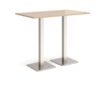 Brescia rectangular poseur table with flat square brushed steel bases 1400mm x 800mm kendal oak - BPR1400-BS-KO