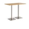 Brescia rectangular poseur table with flat square brushed steel bases 1400mm x 800mm oak - BPR1400-BS-O