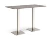 Brescia rectangular poseur table with flat square brushed steel bases 1600mm x 800mm grey oak - BPR1600-BS-GO
