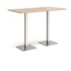Brescia rectangular poseur table with flat square brushed steel bases 1600mm x 800mm kendal oak - BPR1600-BS-KO