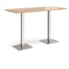 Brescia rectangular poseur table with flat square brushed steel bases 1800mm x 800mm beech - BPR1800-BS-B