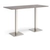 Brescia rectangular poseur table with flat square brushed steel bases 1800mm x 800mm grey oak - BPR1800-BS-GO