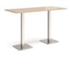 Brescia rectangular poseur table with flat square brushed steel bases 1800mm x 800mm kendal oak - BPR1800-BS-KO