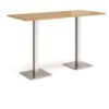 Brescia rectangular poseur table with flat square brushed steel bases 1800mm x 800mm oak - BPR1800-BS-O