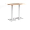 Brescia rectangular poseur table with flat square white bases 1200mm x 800mm beech - BPR1200-WH-B