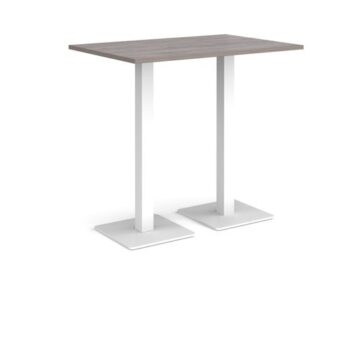 Brescia rectangular poseur table with flat square white bases 1200mm x 800mm grey oak - BPR1200-WH-GO
