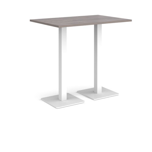 Brescia rectangular poseur table with flat square white bases 1200mm x 800mm grey oak - BPR1200-WH-GO