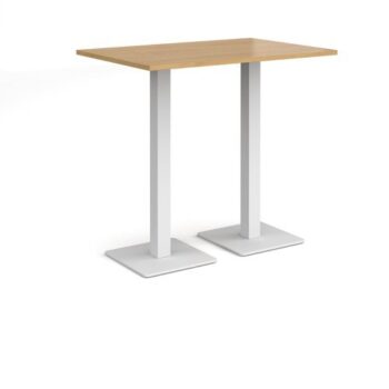 Brescia rectangular poseur table with flat square white bases 1200mm x 800mm oak - BPR1200-WH-O