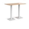 Brescia rectangular poseur table with flat square white bases 1400mm x 800mm beech - BPR1400-WH-B