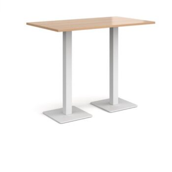 Brescia rectangular poseur table with flat square white bases 1400mm x 800mm beech - BPR1400-WH-B