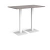 Brescia rectangular poseur table with flat square white bases 1400mm x 800mm grey oak - BPR1400-WH-GO