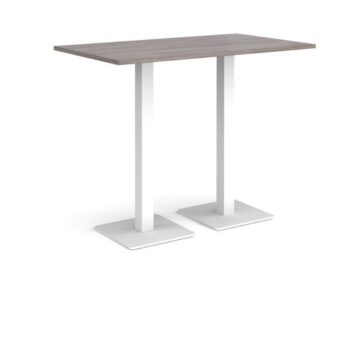 Brescia rectangular poseur table with flat square white bases 1400mm x 800mm grey oak - BPR1400-WH-GO