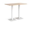 Brescia rectangular poseur table with flat square white bases 1400mm x 800mm kendal oak - BPR1400-WH-KO