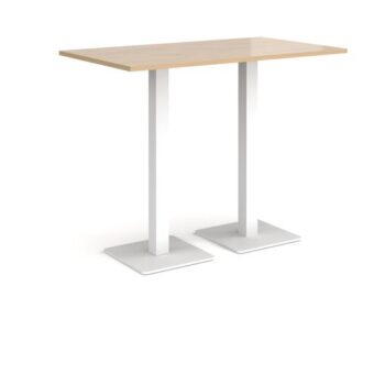 Brescia rectangular poseur table with flat square white bases 1400mm x 800mm kendal oak - BPR1400-WH-KO