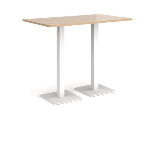 Brescia rectangular poseur table with flat square white bases 1400mm x 800mm kendal oak - BPR1400-WH-KO