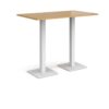 Brescia rectangular poseur table with flat square white bases 1400mm x 800mm oak - BPR1400-WH-O