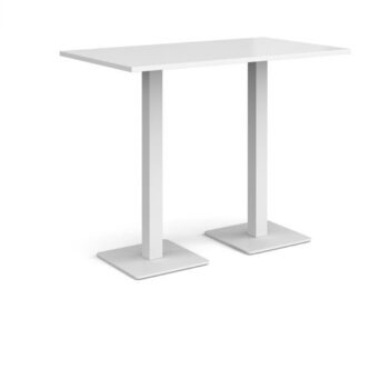 Brescia rectangular poseur table with flat square white bases 1400mm x 800mm white - BPR1400-WH-WH