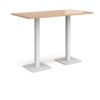 Brescia rectangular poseur table with flat square white bases 1600mm x 800mm beech - BPR1600-WH-B