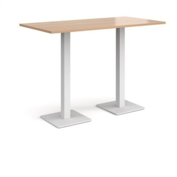 Brescia rectangular poseur table with flat square white bases 1600mm x 800mm beech - BPR1600-WH-B