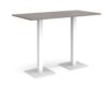 Brescia rectangular poseur table with flat square white bases 1600mm x 800mm grey oak - BPR1600-WH-GO