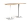 Brescia rectangular poseur table with flat square white bases 1600mm x 800mm kendal oak - BPR1600-WH-KO